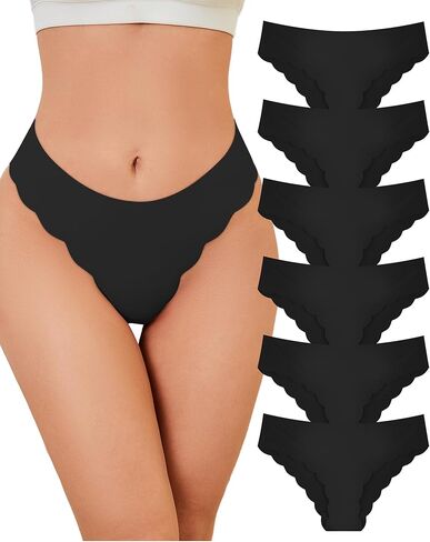 YSense Seamless Underwear for Women No Show Wave Low Hipster Invisibles Cheeky Underwear Sexy Bikini Panties 6 Pack S-XL in Kuwait