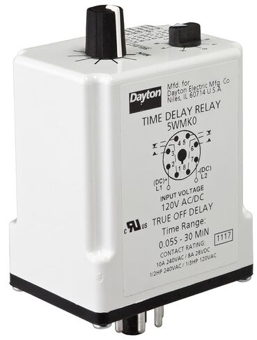 Dayton 5WMK0 Time Delay Relay, 120Vac/Dc, 10A, Dpdt in Saudi Arabia