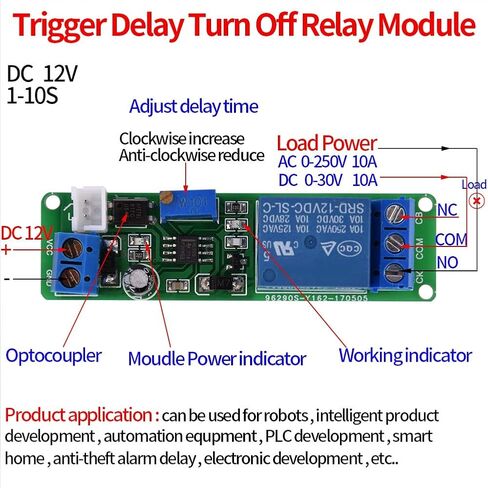 1Pcs DC 12V Timer e Adjustable Timer Delay Turn Off e Timing Relay Time Switch 1~10sec 67.6 * 19.2mm / 2.66 * 0.75" in Saudi Arabia