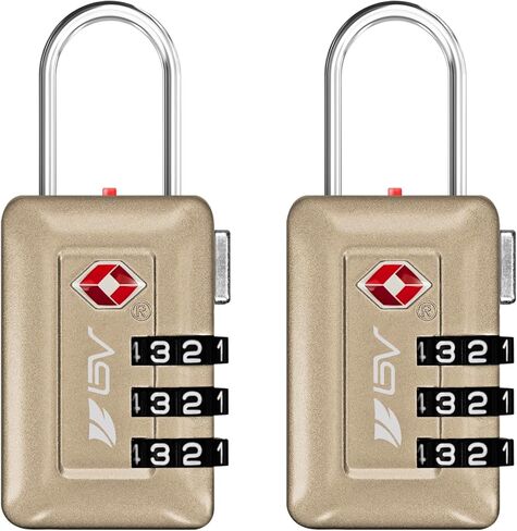 BV TSA Accepted Luggage Travel Lock, Set-Your-Own Combination Lock for School Gym Locker, Luggage Suitcase Baggage Locks, Filing Cabinets, Toolbox, Case (Champagne Gold, 2 Pack) in Saudi Arabia