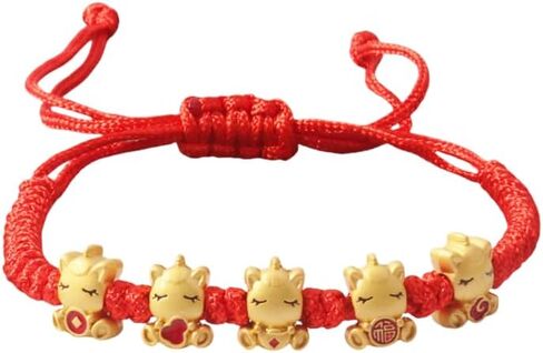 2026 New Year Red String Lucky Horse Bracelet, Adjustable Chinese Zodiac Animal Charm Bracelet with Cute Gold-Plated Charms, Feng Shui Protection & Prosperity Jewelry Gift for Women Men in Saudi Arabia
