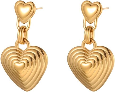 Heart Earrings for Women, 24K Gold-Plated Vintage Earrings with Hypoallergic Posts, Statement Dangle Earring Fashion Black Gold Earring Jewelry in Kuwait