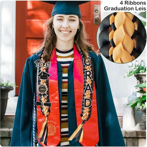 Graduation Leis 2026 Money Ribbon Leis for Graduation 2026 with Grad Accessories Handmade Braided Graduation Necklace in Saudi Arabia