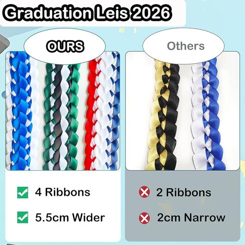 Graduation Leis 2026 Money Ribbon Leis for Graduation 2026 with Grad Accessories Handmade Braided Graduation Necklace in Saudi Arabia