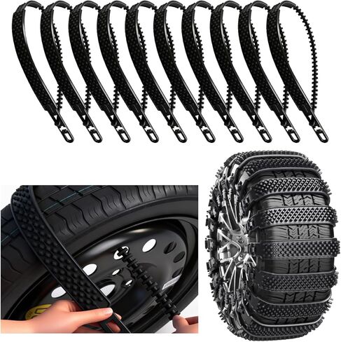 20 عبوة من ربطات العنق لإطارات الثلج، سلاسل ثلج قابلة للتعديل، سلاسل إطارات الثلج لمعظم شاحنات السيارات وسيارات الدفع الرباعي، سلاسل أمان مضادة للانزلاق قابلة لإعادة الاستخدام لشتاء الشاحنات (أسود) in Kuwait