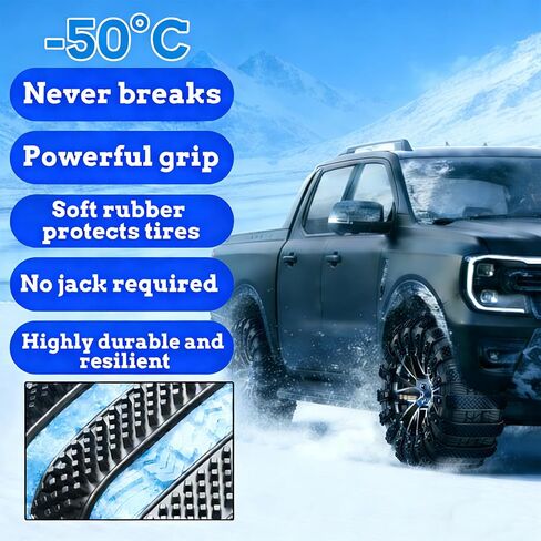 20 عبوة من ربطات العنق لإطارات الثلج، سلاسل ثلج قابلة للتعديل، سلاسل إطارات الثلج لمعظم شاحنات السيارات وسيارات الدفع الرباعي، سلاسل أمان مضادة للانزلاق قابلة لإعادة الاستخدام لشتاء الشاحنات (أسود) in Kuwait