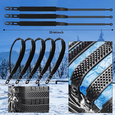 20 عبوة من ربطات العنق لإطارات الثلج، سلاسل ثلج قابلة للتعديل، سلاسل إطارات الثلج لمعظم شاحنات السيارات وسيارات الدفع الرباعي، سلاسل أمان مضادة للانزلاق قابلة لإعادة الاستخدام لشتاء الشاحنات (أسود) in Kuwait