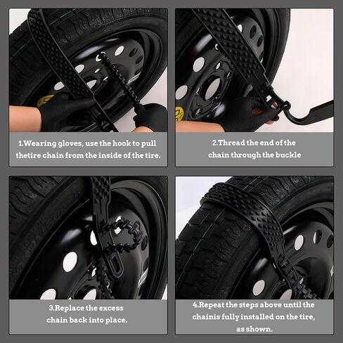 20 عبوة من ربطات العنق لإطارات الثلج، سلاسل ثلج قابلة للتعديل، سلاسل إطارات الثلج لمعظم شاحنات السيارات وسيارات الدفع الرباعي، سلاسل أمان مضادة للانزلاق قابلة لإعادة الاستخدام لشتاء الشاحنات (أسود) in Kuwait