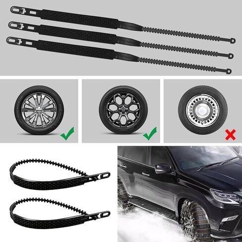 20 عبوة من ربطات العنق لإطارات الثلج، سلاسل ثلج قابلة للتعديل، سلاسل إطارات الثلج لمعظم شاحنات السيارات وسيارات الدفع الرباعي، سلاسل أمان مضادة للانزلاق قابلة لإعادة الاستخدام لشتاء الشاحنات (أسود) in Kuwait