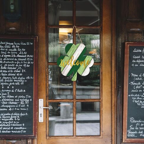 Whaline St. Patrick's Day Door Sign Wooden Irish Hanging Welcome Board Shamrock Shaped Wooden Hanging Sign for Holiday Farmhouse Home Indoor Outdoor Window Decoration, 11.6 x 12 inch in Saudi Arabia