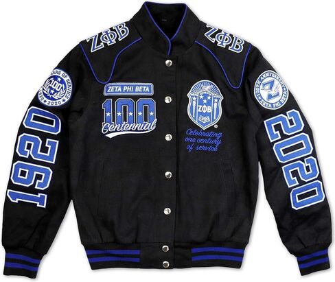 Big Boy Zeta Phi/Φ Beta Centennial Divine 9 S9 Ladies Twill Racing Jacket [Black] - ID#27355-15-208-0-0 in Saudi Arabia