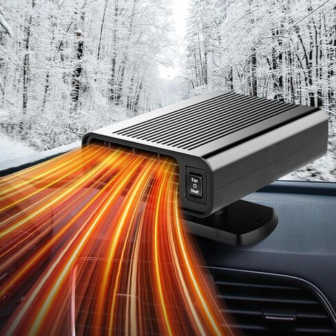 12V Car Heater, Portable Fast Heating Car Heater for Vehicle Plug into Cigarette Lighter with 2-in-1 Heating/Ambient Fan, 360° Free Adjustment, Quick Heating Defroster and Defogger for Car Windshield in Saudi Arabia