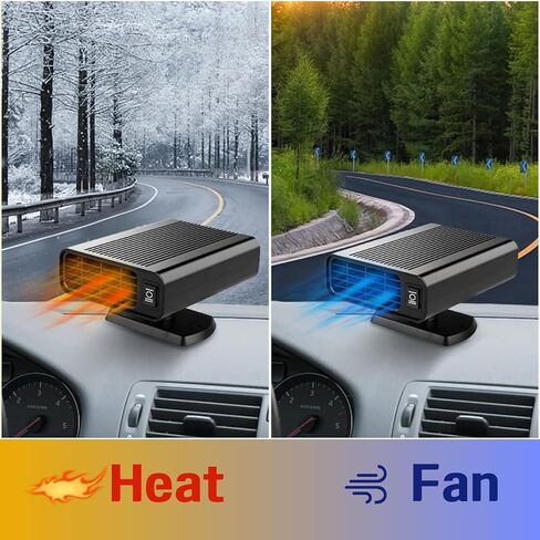 12V Car Heater, Portable Fast Heating Car Heater for Vehicle Plug into Cigarette Lighter with 2-in-1 Heating/Ambient Fan, 360° Free Adjustment, Quick Heating Defroster and Defogger for Car Windshield in Saudi Arabia