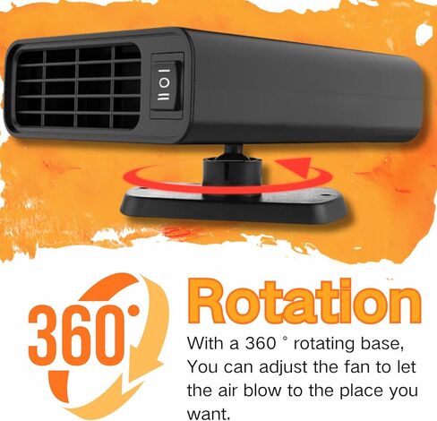 12V Car Heater, Portable Fast Heating Car Heater for Vehicle Plug into Cigarette Lighter with 2-in-1 Heating/Ambient Fan, 360° Free Adjustment, Quick Heating Defroster and Defogger for Car Windshield in Saudi Arabia
