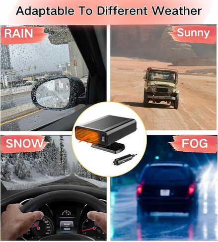 12V Car Heater, Portable Fast Heating Car Heater for Vehicle Plug into Cigarette Lighter with 2-in-1 Heating/Ambient Fan, 360° Free Adjustment, Quick Heating Defroster and Defogger for Car Windshield in Saudi Arabia