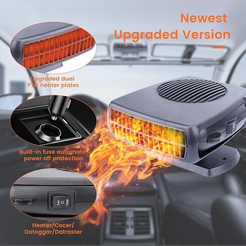 Car Heater,200W Portable Fast Heating Auto Car Heater Defroster Windshield Defogger Automobile Windscreen Heater Plug in Cigarette Lighter 360 Degree Rotary in Kuwait