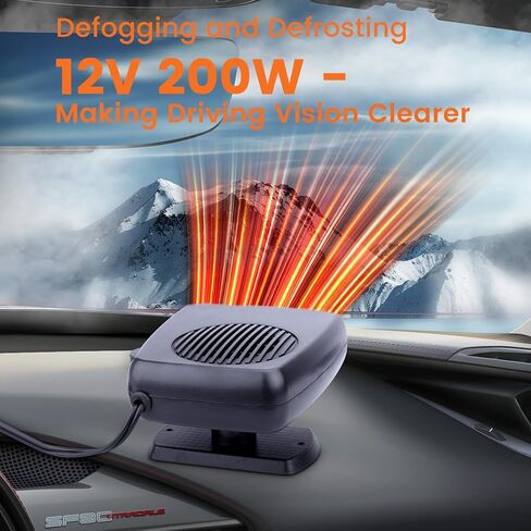 Car Heater,200W Portable Fast Heating Auto Car Heater Defroster Windshield Defogger Automobile Windscreen Heater Plug in Cigarette Lighter 360 Degree Rotary in Kuwait