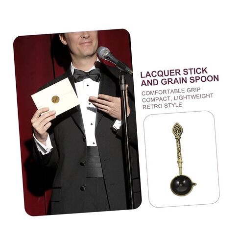 HOMSFOU Retro Metal Wax Sealing Spoon for Stamp Melting Thick Copper Head with Clear Pattern Unique Vintage Design for Envelope Sealing and Creative Home Decoration in Saudi Arabia