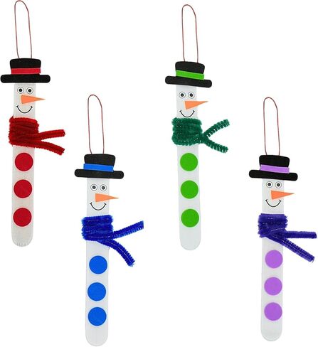4E's Novelty Christmas Snowman Stick Ornament Craft Kit (12 Pack) Bulk Christmas Crafts for Kids Toddlers 2-4 4-8 DIY Winter Arts and Craft Kit Activity Project in Kuwait