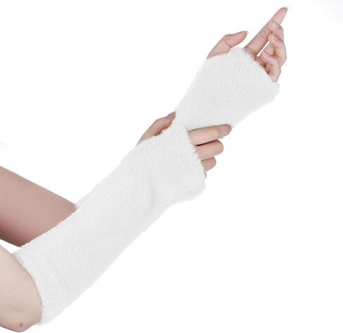 Lystaii Arm Warmers Women Faux Fur Fingerless Gloves Y2k Arm Sleeve Winter Kawaii Japanese Cute Fur Mittens in Saudi Arabia