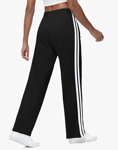 Women’s Athletic Track Pants - Loose Fit Jogging Sweatpants with Zipper Pockets Drawstring Waist Striped in Saudi Arabia