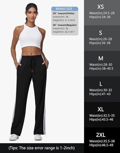 Women’s Athletic Track Pants - Loose Fit Jogging Sweatpants with Zipper Pockets Drawstring Waist Striped in Saudi Arabia