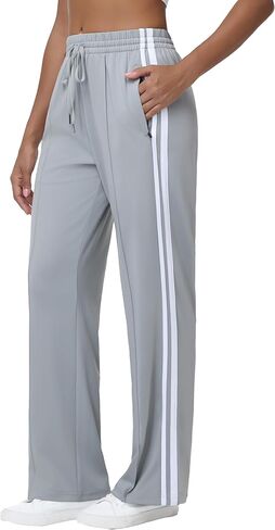Women’s Athletic Track Pants - Loose Fit Jogging Sweatpants with Zipper Pockets Drawstring Waist Striped in Saudi Arabia