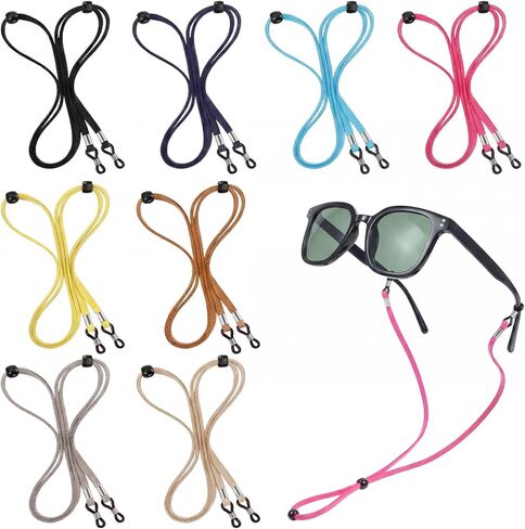 8 Pcs EyeGlasses Holders Eyeglass Strap Around Neck Leather Eye Glasses Strap String Adjustable Eyeglasses Reading Glasses Chain Sport Sunglass Glass Holder Straps for Men & Women in Saudi Arabia