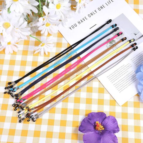 8 Pcs EyeGlasses Holders Eyeglass Strap Around Neck Leather Eye Glasses Strap String Adjustable Eyeglasses Reading Glasses Chain Sport Sunglass Glass Holder Straps for Men & Women in Saudi Arabia