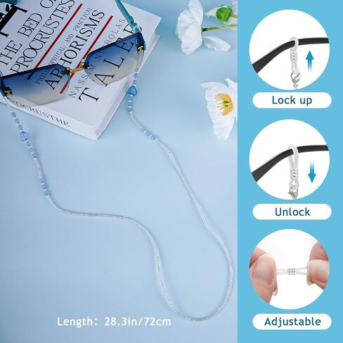 سلاسل النظارات المطرزة بالأكريليك على شكل قلب من بيليون للنساء والرجال، حزام نظارات العين حول الرقبة in Kuwait
