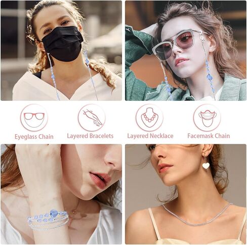 سلاسل النظارات المطرزة بالأكريليك على شكل قلب من بيليون للنساء والرجال، حزام نظارات العين حول الرقبة in Kuwait