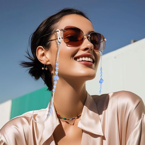 سلاسل النظارات المطرزة بالأكريليك على شكل قلب من بيليون للنساء والرجال، حزام نظارات العين حول الرقبة in Kuwait
