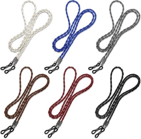 6 PCS Sunglasses Straps Glasses Holder Chain String, 6 Colors PU Leather Eye Glasses Holders Around Neck, Eyeglasses Strap Practical Leather Eyeglass Lanyard, Eye Glass Strap for Men Women, 76cm in Saudi Arabia