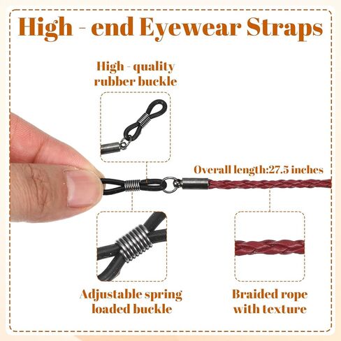6 PCS Sunglasses Straps Glasses Holder Chain String, 6 Colors PU Leather Eye Glasses Holders Around Neck, Eyeglasses Strap Practical Leather Eyeglass Lanyard, Eye Glass Strap for Men Women, 76cm in Saudi Arabia