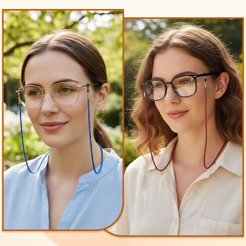 6 PCS Sunglasses Straps Glasses Holder Chain String, 6 Colors PU Leather Eye Glasses Holders Around Neck, Eyeglasses Strap Practical Leather Eyeglass Lanyard, Eye Glass Strap for Men Women, 76cm in Saudi Arabia