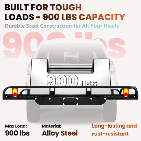 حاملة شحن من الألومنيوم البالغة 900 رطل مع منحدر قابلة للطي ، رف جبل 55 "× 33" لشاحنات سيارات الدفع الرباعي ، منصة كبيرة للتخييم الدراجات النارية للتخييم (الفضة) in Kuwait