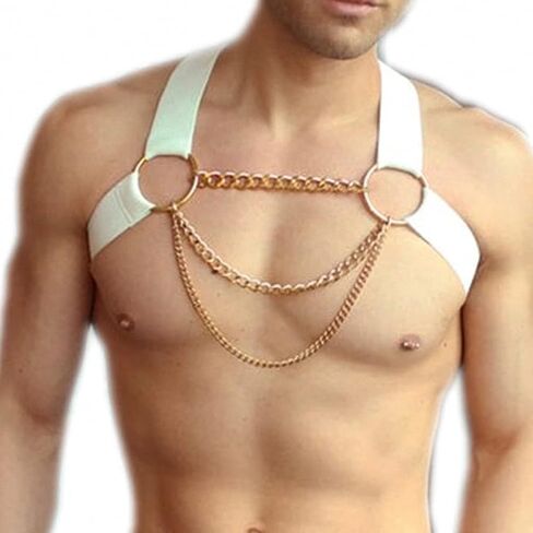 Goobester Tops Harness الجلود سلسلة الصدر الأشرطة الجسم عبودية الملابس والاكسسوارات للرجال in Saudi Arabia