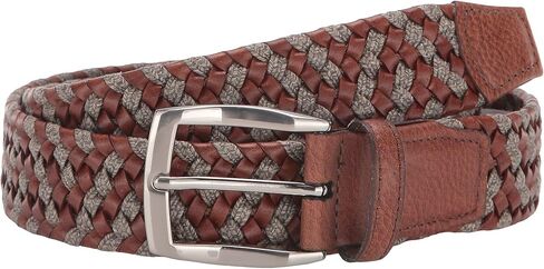 Torino Leather Co. Mens 35 mm Braided Leather & Linen Stretch Cognac/Taupe 32 One Size in Saudi Arabia
