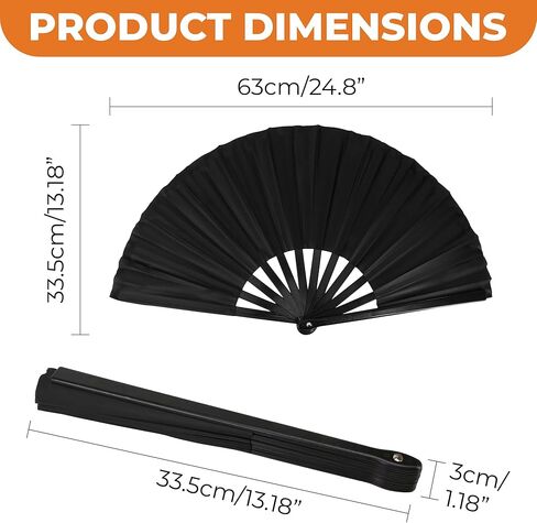 8Pcs Clacking Bulk Fan Boots on The Ground Hand, Line Dancing Fan Make Sound Folding Popping, Classic Style Decorative Handheld Rave Foldable Fans for Performance Wedding Party (13inch, Black) in Saudi Arabia