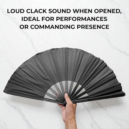 8Pcs Clacking Bulk Fan Boots on The Ground Hand, Line Dancing Fan Make Sound Folding Popping, Classic Style Decorative Handheld Rave Foldable Fans for Performance Wedding Party (13inch, Black) in Saudi Arabia