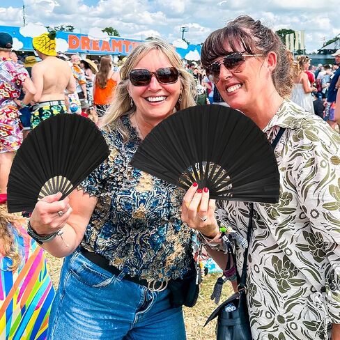 8Pcs Clacking Bulk Fan Boots on The Ground Hand, Line Dancing Fan Make Sound Folding Popping, Classic Style Decorative Handheld Rave Foldable Fans for Performance Wedding Party (13inch, Black) in Saudi Arabia