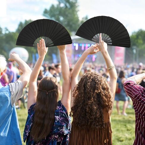 8Pcs Clacking Bulk Fan Boots on The Ground Hand, Line Dancing Fan Make Sound Folding Popping, Classic Style Decorative Handheld Rave Foldable Fans for Performance Wedding Party (13inch, Black) in Saudi Arabia