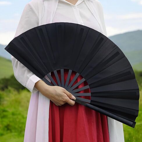8Pcs Clacking Bulk Fan Boots on The Ground Hand, Line Dancing Fan Make Sound Folding Popping, Classic Style Decorative Handheld Rave Foldable Fans for Performance Wedding Party (13inch, Black) in Saudi Arabia