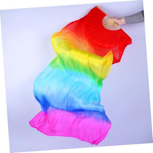 Luxshiny Colorful Silk Dancing Fan Veil Gradient Design for Belly Dance Stage Performance and Ethnic Dance Elegant Lightweight in Kuwait