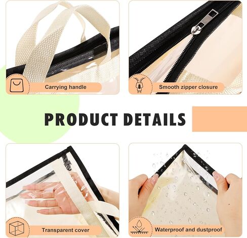 15 Pack Dust Bags for Handbags,Clear Handbag Storage Organizer for Closet,Purse Protector Storage Bag with Zipper and Handle,Dust Cover Bags for Handbag, 3 Sizes in Saudi Arabia