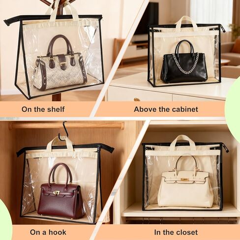 15 Pack Dust Bags for Handbags,Clear Handbag Storage Organizer for Closet,Purse Protector Storage Bag with Zipper and Handle,Dust Cover Bags for Handbag, 3 Sizes in Saudi Arabia
