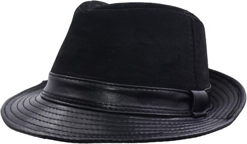 Genuine Leather Jazz Hat Short Brim Classic Fedora Porkpie Hat in Saudi Arabia