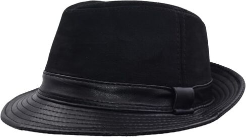 Genuine Leather Jazz Hat Short Brim Classic Fedora Porkpie Hat in Saudi Arabia
