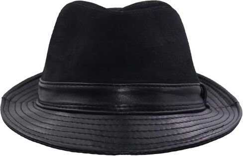 Genuine Leather Jazz Hat Short Brim Classic Fedora Porkpie Hat in Saudi Arabia