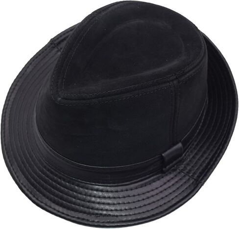 Genuine Leather Jazz Hat Short Brim Classic Fedora Porkpie Hat in Saudi Arabia
